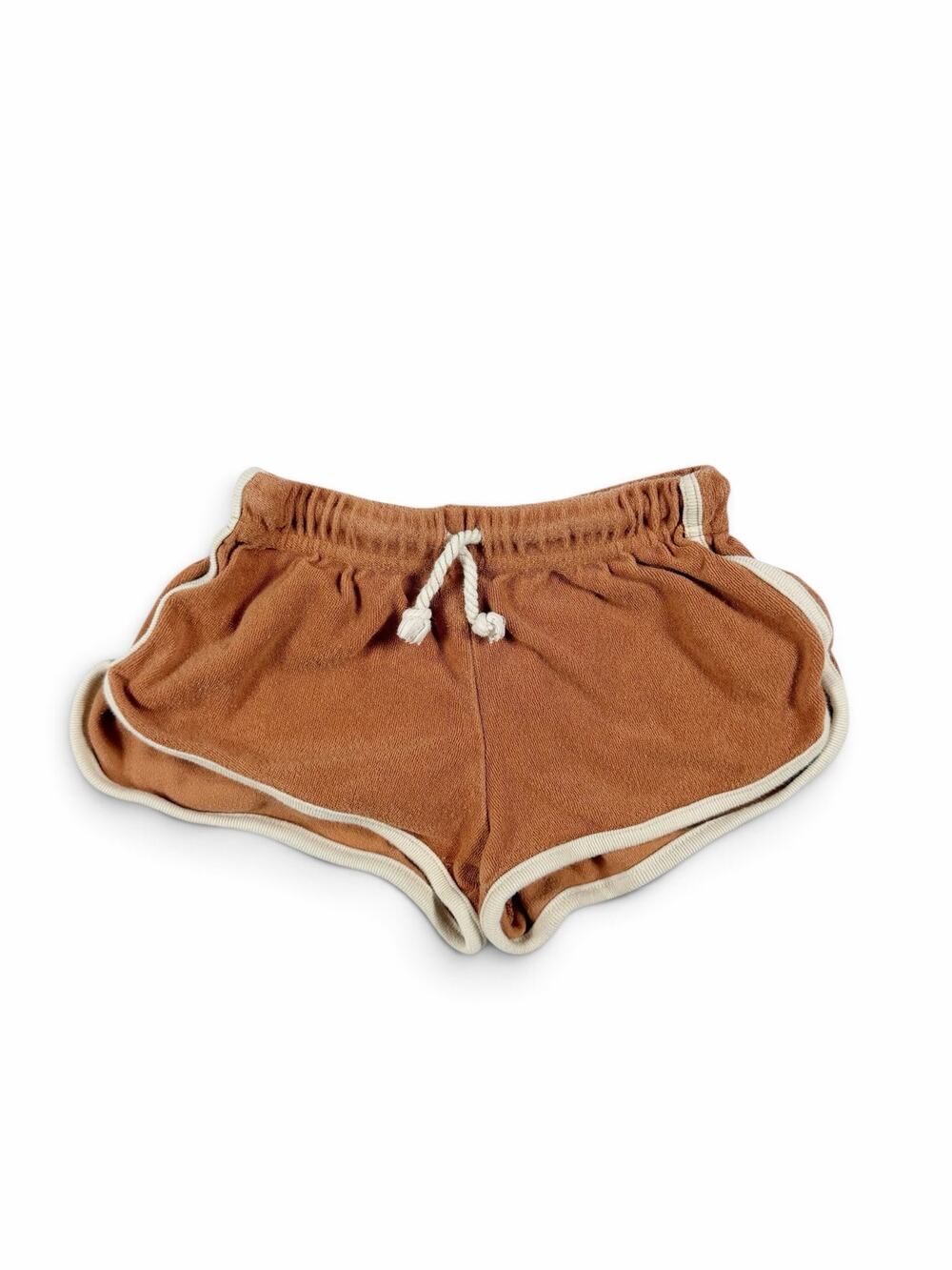 Rylee + Cru Terry Track Shorts Rust Brown Ivory Trim Size 2-3 year